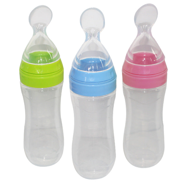 Silicone Baby Spoon Bottle Feeder – One-Handed Weaning Tool
