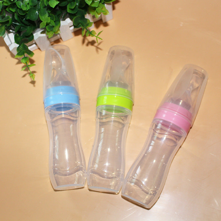 Silicone Baby Spoon Bottle Feeder – One-Handed Weaning Tool