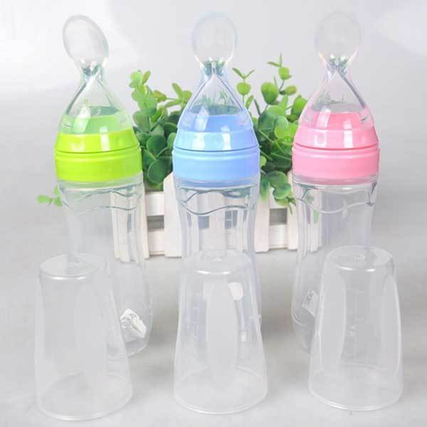 Silicone Baby Spoon Bottle Feeder – One-Handed Weaning Tool