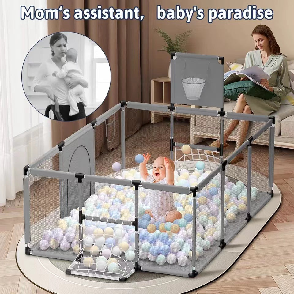 Large Baby Playpen with Football & Basketball Net