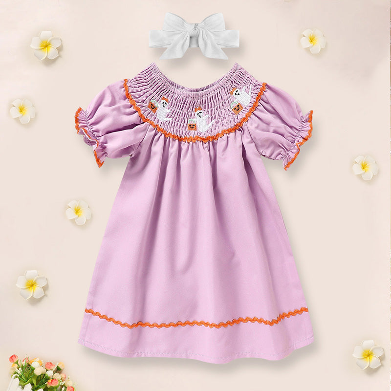 Infant Baby Girls Ghost Halloween Dress & Headband Set