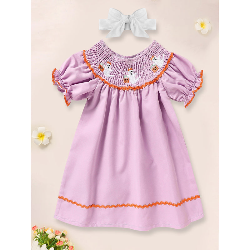 Infant Baby Girls Ghost Halloween Dress & Headband Set