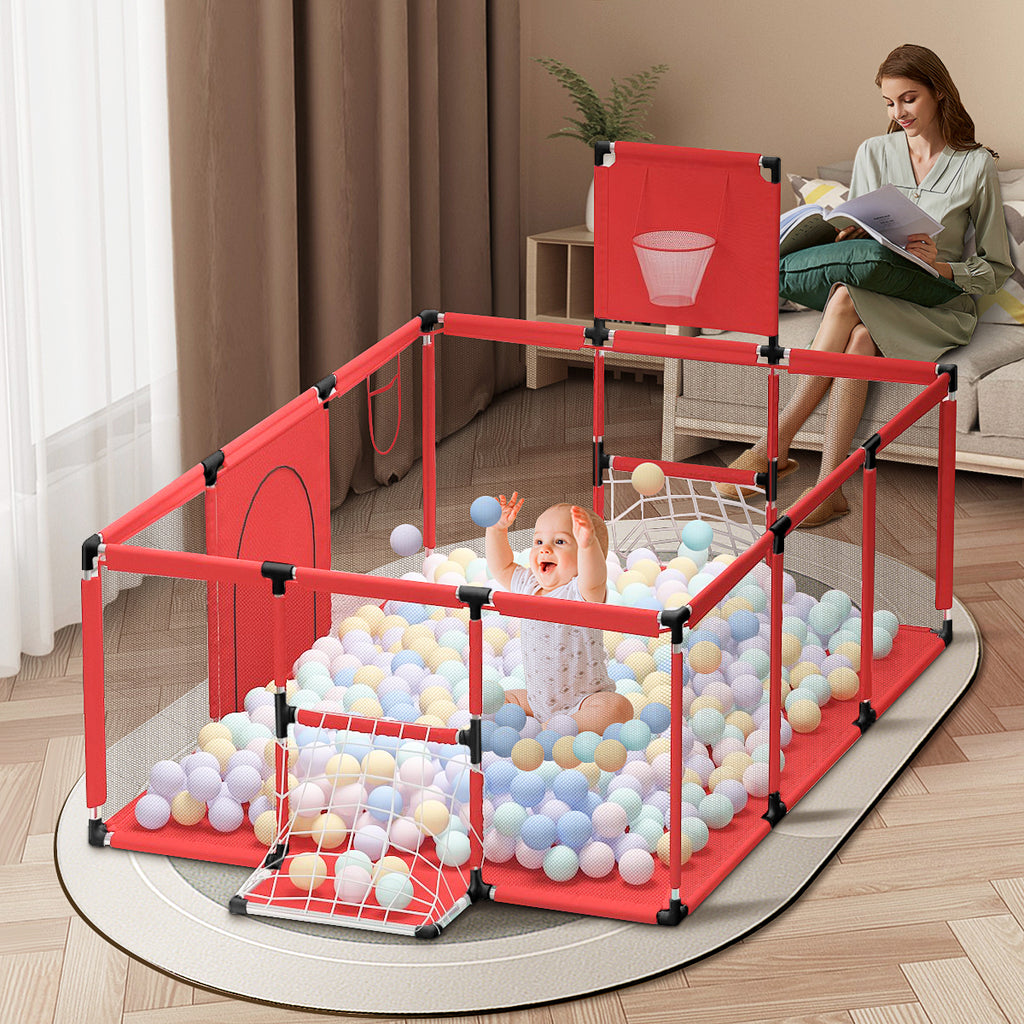 Large Baby Playpen with Football & Basketball Net